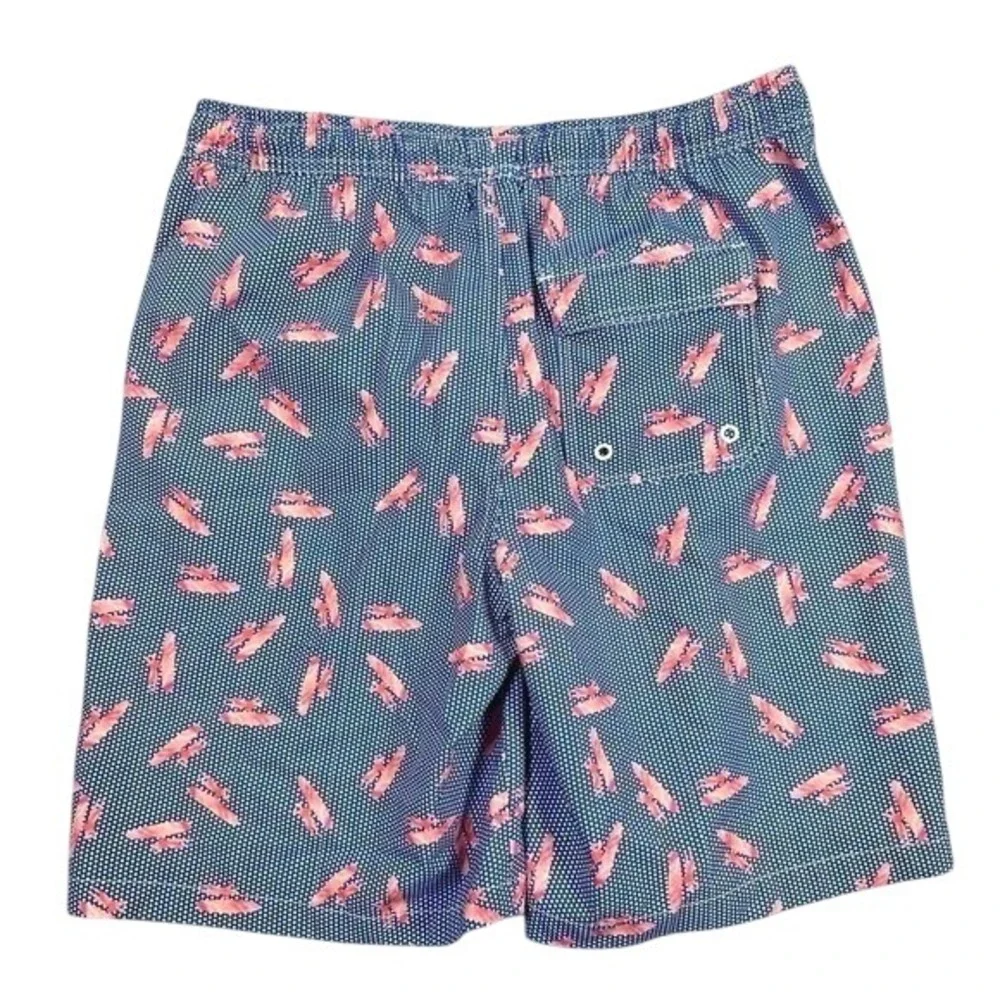 Johnnie-O Jr Surf Shorts Boys 16 Blue Orange Swim Trunks Lined Beach Vacation